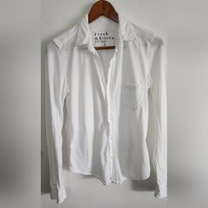 Frank & Eileen Barry's Womens Cotton Long Sleeve V-neck Top White Size XS